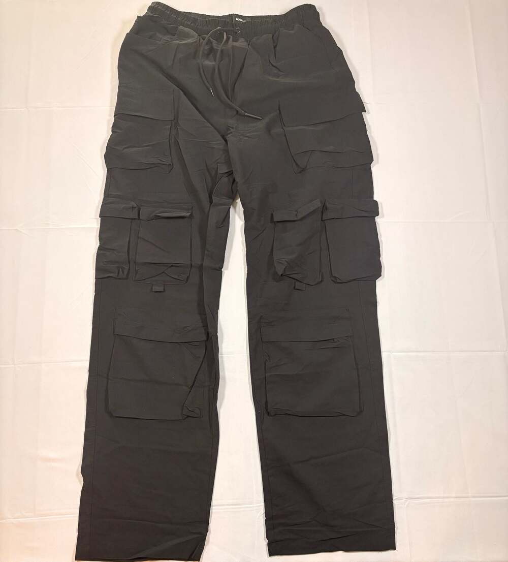 NovaMen Fashion Nova Black Multi-Pocket Relaxed Cargo Pants Size 34